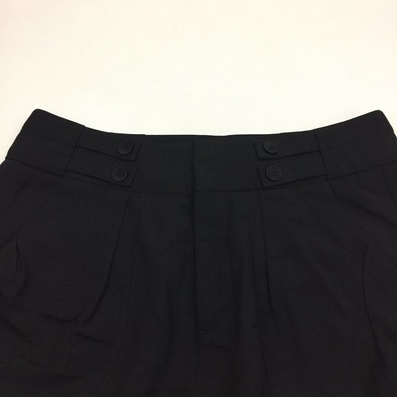 HELMUT LANG Black Button Waistband High Rise Cuffed Hem Shorts - Picture 5 of 10